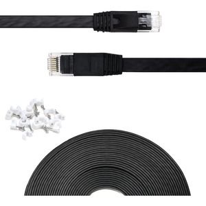 Cat 6 Ethernet Cable 35 ft Flat Black, Solid Cat6 High Speed Computer Wire